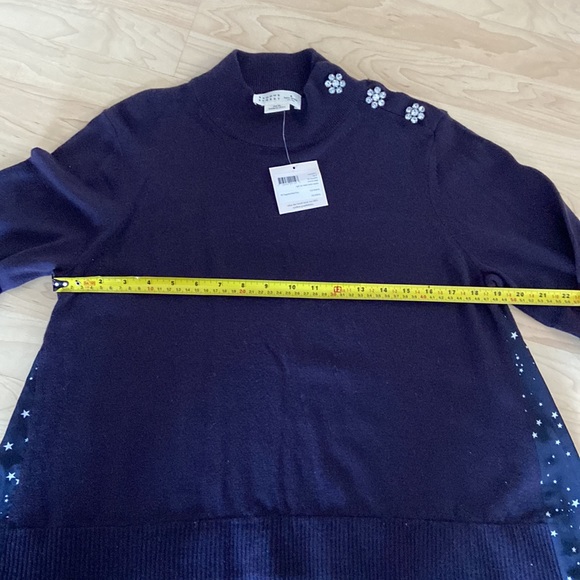 Kate spade ♠️ Night sky mixed media long sleeve sweater in icy Navy - Picture 10 of 14